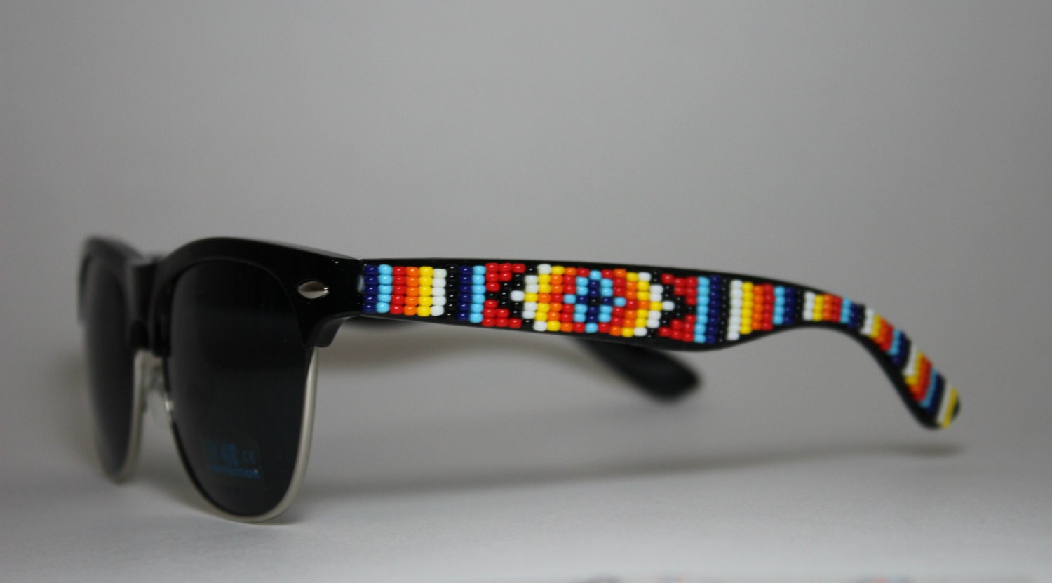 Beaded Sunglasses Red Rimless