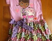 Doc McStuffns Purple Polka Dot Upcycled Tee Shirt Dress 3T only