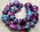 Paper Beads Purple And Turquoise Set A