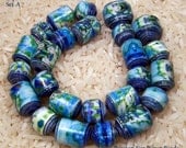 Paper Beads-  Water Color Blue And Green  Set A