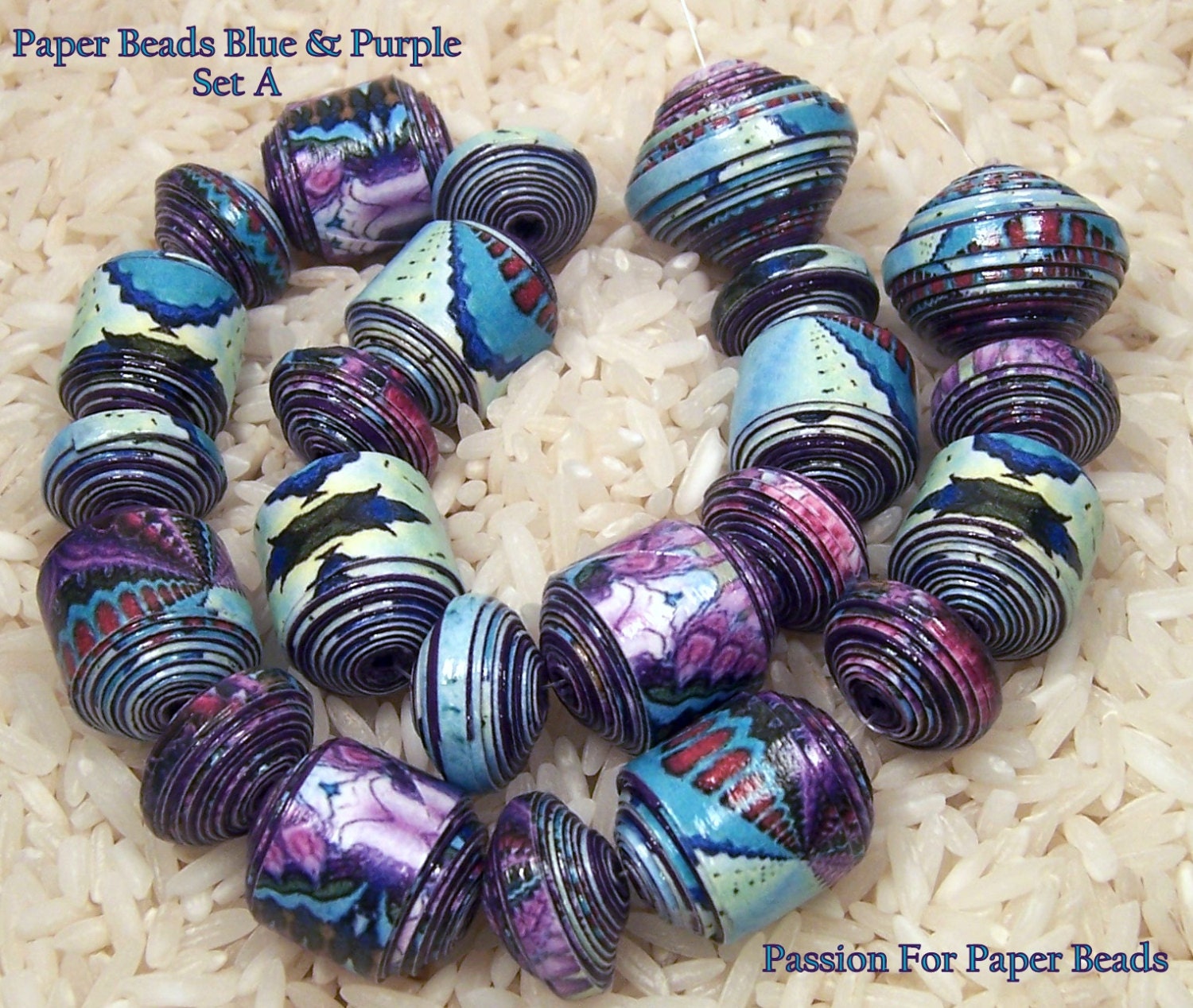 Paper Beads Blue And Purple Set A