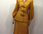 Vintage 1940s LILLI ANN Suit // The Swashbuckler // Spectacular Mustard Gold Silk Suit // 6/8/M