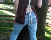 Hippie Halter, Apron Top, crochet, corset back, brown and burgundy