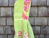 Hooded Towel Personalized Girls Hooded Towel Green with pink and green paisley Girl Gift Beach Pool Bath Kids Children Gift Birthday