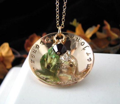 One 1" 14k Gold Filled Hand Stamped MOM or Grandmother Love MOMMY Necklace Charms Pendants Personalized Names Cable Chain
