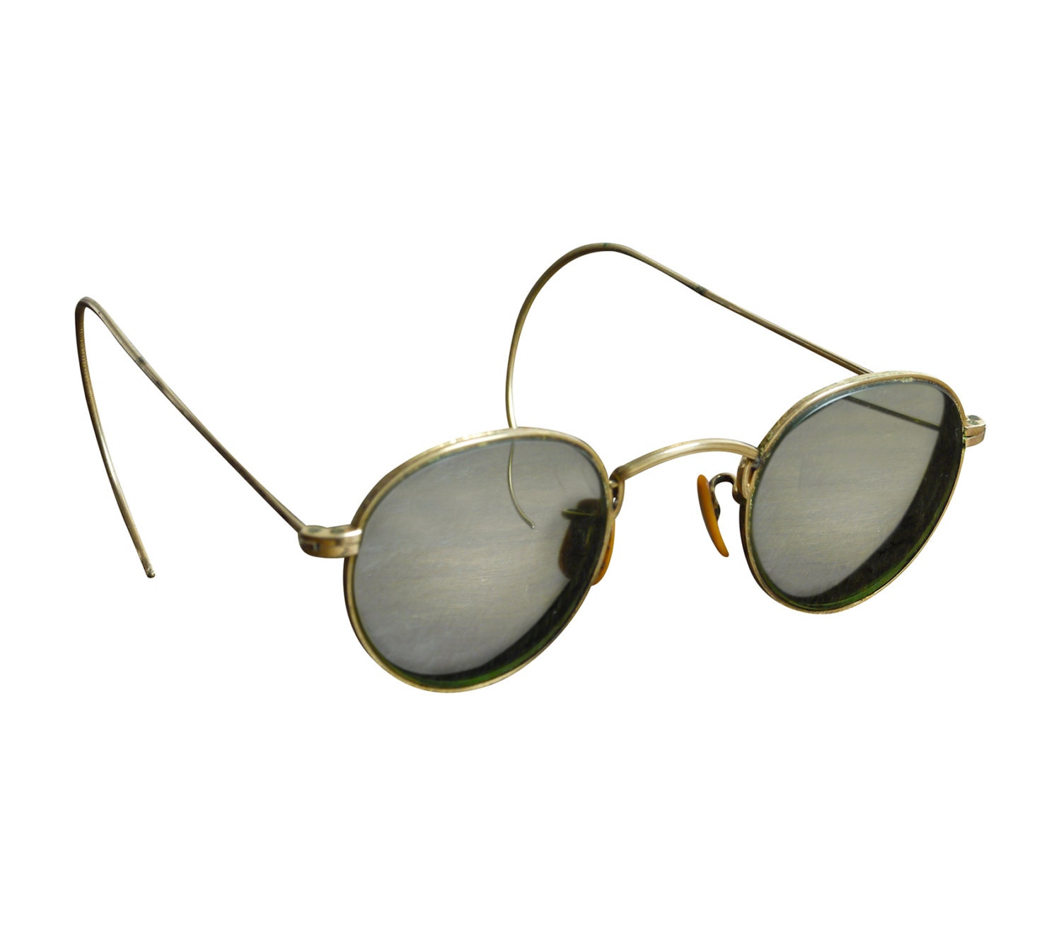 Vintage 1940's 12K GF Green Tinted Spectacles With Original Case