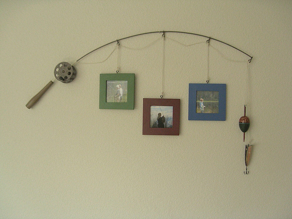 Fishing Photo Frame - Metal Brown - 3 Frames