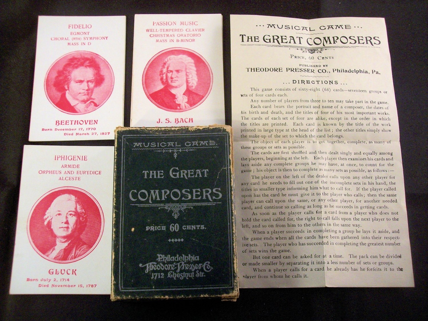Presser The Great Composers Card Game Full Set Box Instructions 1910s