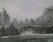 Original Landscape Painting Cool Lavender