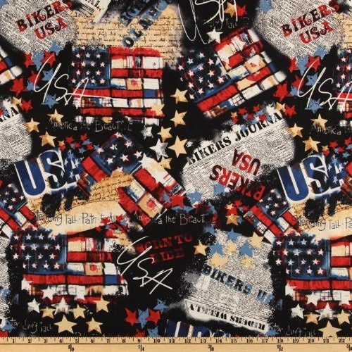 1 Fat Quarter, Patriotic Fabric, USA Fabric, Flag Fabric, Red, White & Blue Fabric, Patriotic Fabric