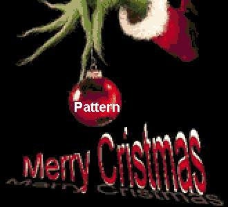 Merry Christmas (Grinch). Counted Cross Stitch Pattern. PDF Files. Free shipping.