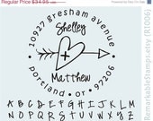 ON SALE Round Return Address Rubber Stamp - Initials or Name with Love Heart - Custom Personalized Etsy Design (R1006)