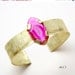 30% off Pink Agate Slice Brass Handcrafted Hand Cut Shinny Medium Wide Metalwork Statement Bracelet Cuff Gift for Her.Free Shipping