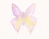 Art Watercolor - Print Original  Painting 4x4 Animal Butterfly Chic Spring Home Decor Illustration  Yellow Purple