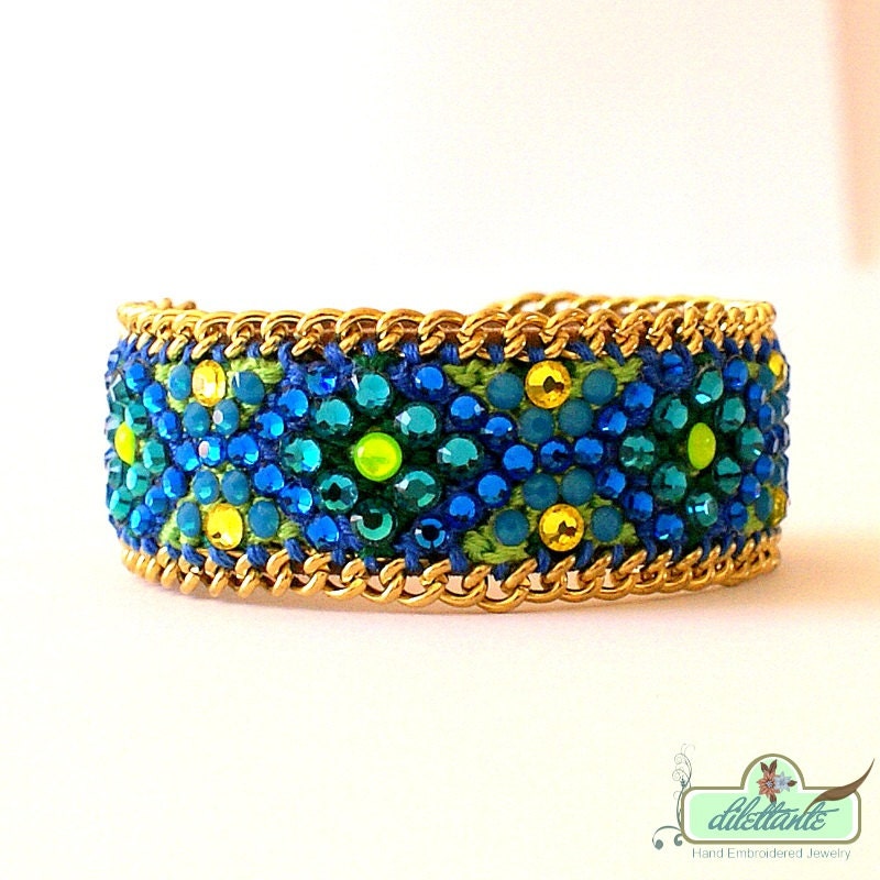 Swarovski Friendship Bracelet - Gold chain - Sterling Silver Charms- Bohemian Hippie Gypsy Bracelet