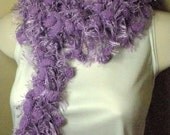 Purple Lilac Fuzzy Pom Pom Scarf