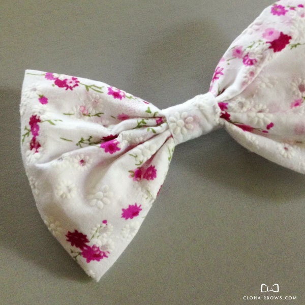 Floral Eyelet Clo Hair Bow - Eyelet Hair Bow