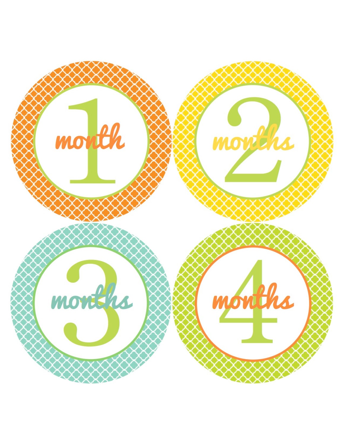 Neutral Baby Gift - Monthly Onesie Stickers - Gender Neutral for Baby Girl or Baby Boy - Quatrefoil Baby