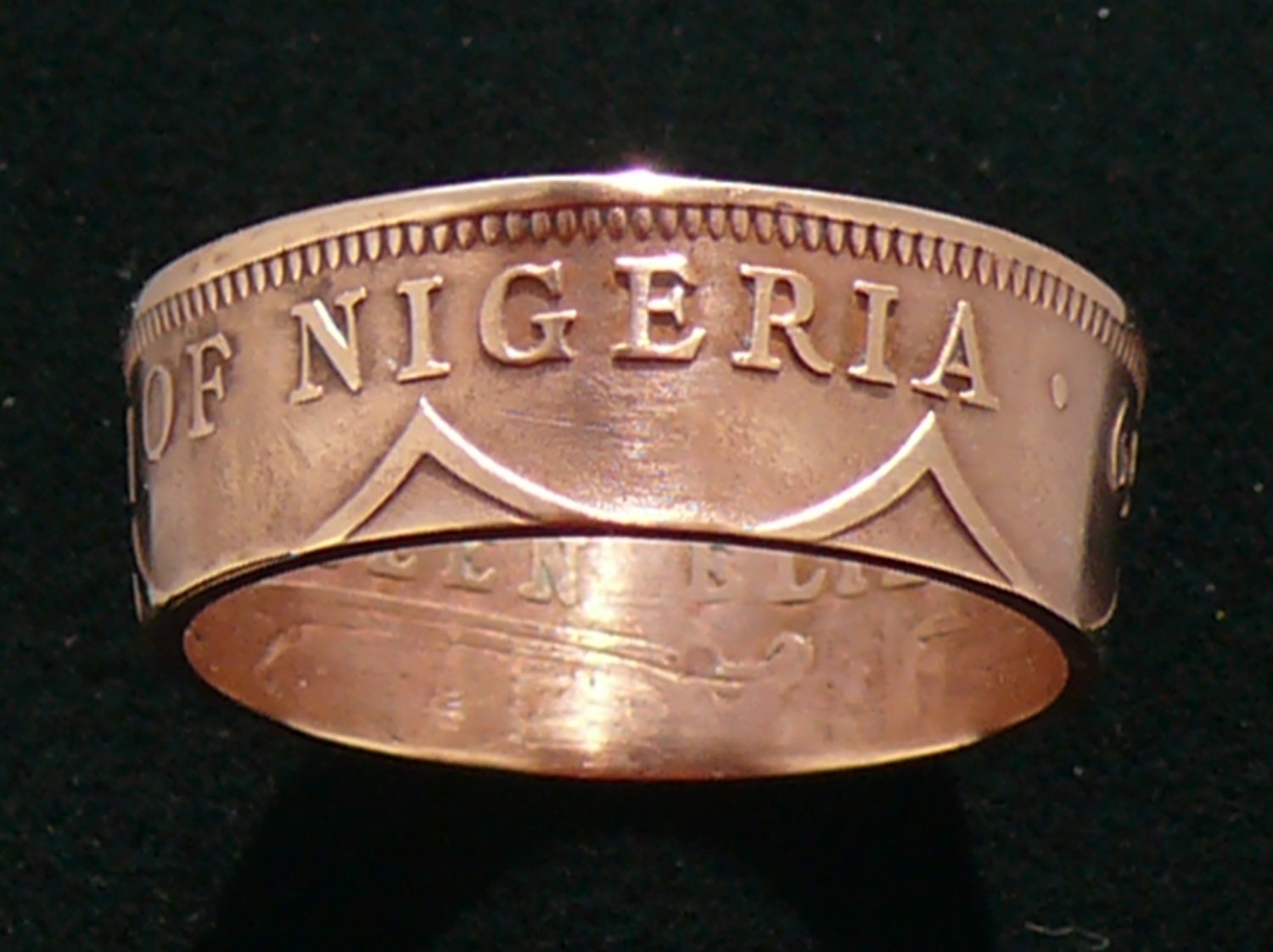 Bronze Coin Ring 1959 Nigeria 1 Penny - Ring Size 10 1/4 and Double Sided