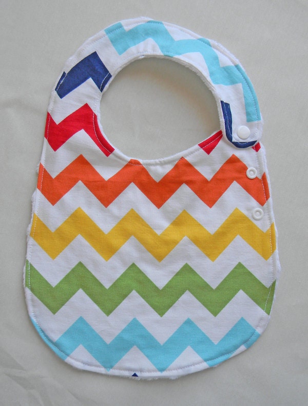 Rainbow Chevron Adjustable Side Snap Bib