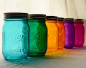 Stained Glass Mason Jars - Set of 6 - Rainbow Colors