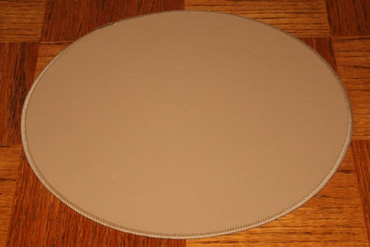 12 inch Mission Leather and Felt Lamp or Art Pottery Pad or Doily TAN