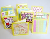 Blank assorted mini note cards with yellow card base Lunchbox notes Set of 10 Handmade mini cards Tags
