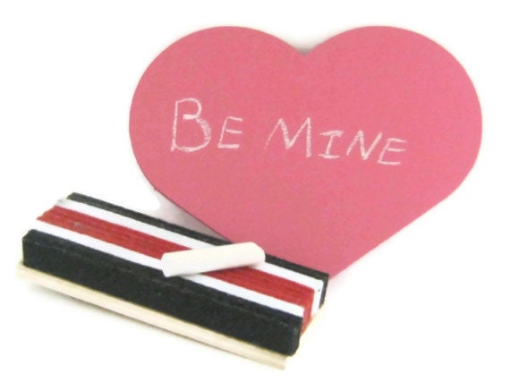 Pink Heart Chalkboard Magnet, Small Fridge or Locker Magnet