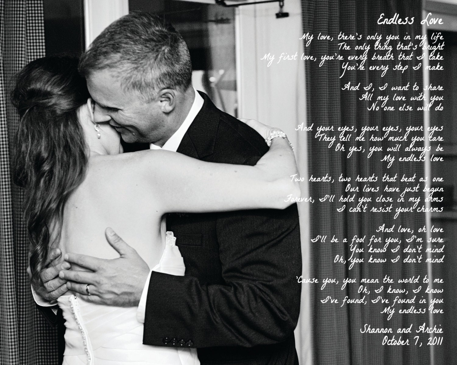 First Dance Song Photo Print  (8 x 10) - Canvas Paper Print  - First Paper Anniversary - Vintage Wedding Print