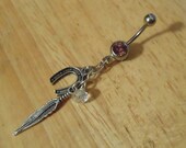 Belly Button Ring - Feather and Horse Shoe Belly Button Ring