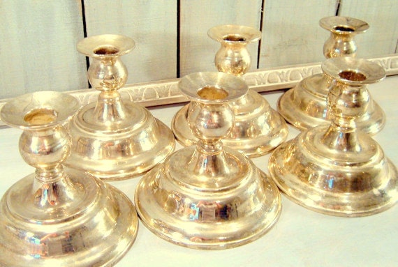 3pc Rustic Silver Candle Holders, Silver Plated Candlesticks, Shabby Tarnish Farmhouse Home Decor, Wedding Decor