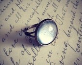 Silver painted ring / painted glass jewelry / painted glass ring