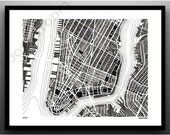 New York city map series art print - signed & numbered giclee art print of my original ink drawing - FREE SHIPPING
