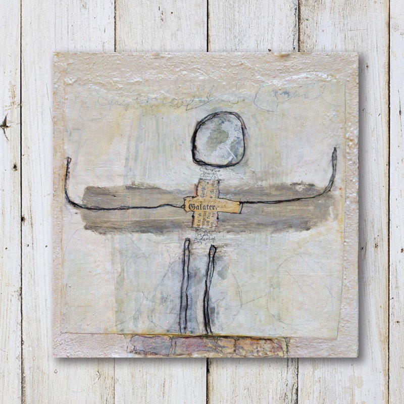 Small Original Painting - Abstract - Mixed Media - Size 8" x 8" (20cm x 20cm)