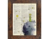 Le Petite Prince by Antoine de Saint-Exupéry Print on an Unframed Upcycled Bookpage