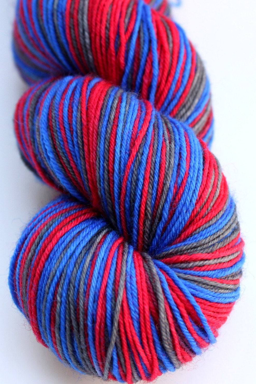 Self Striping Sock Yarn, Superwash Merino and Nylon 75/25 Fingering Weight, in "Office with a View - Dark"
