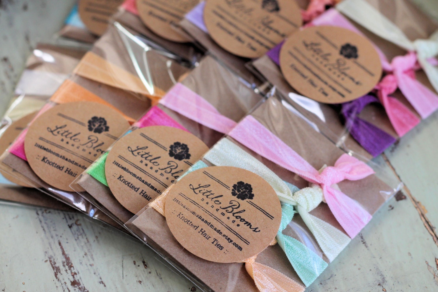 Elastic Hair Ties - Party Packs - Knotted Hair Ties - Ponytail Holders - 6 sets of 4 hair ties