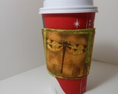 Coffee Cozy dragonflies butterflies and humming birds, make this coffee cozy user dream of spring and summer on a winter's day