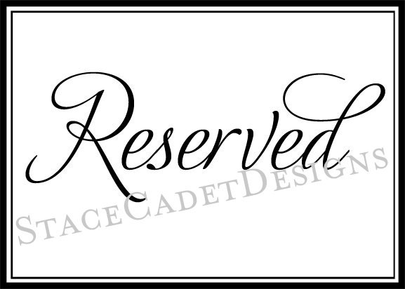 Custom Printable Wedding Reserved Sign