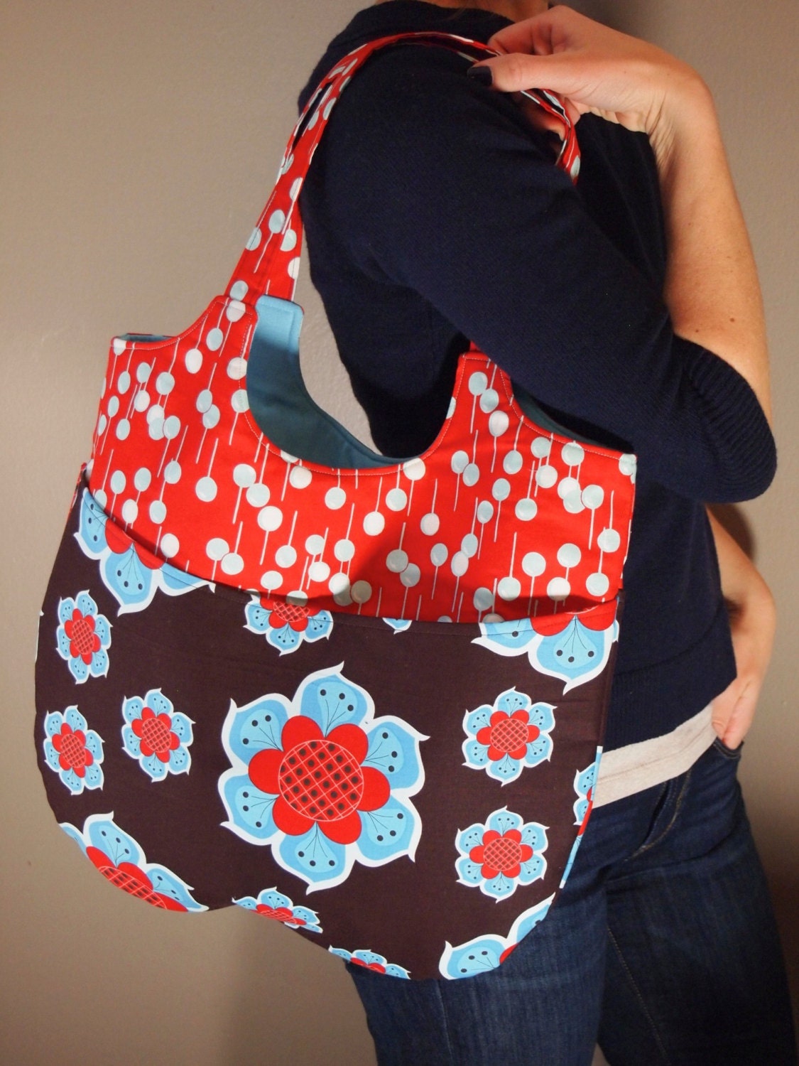 The Carryall Bag in Red, Brown and Turquoise