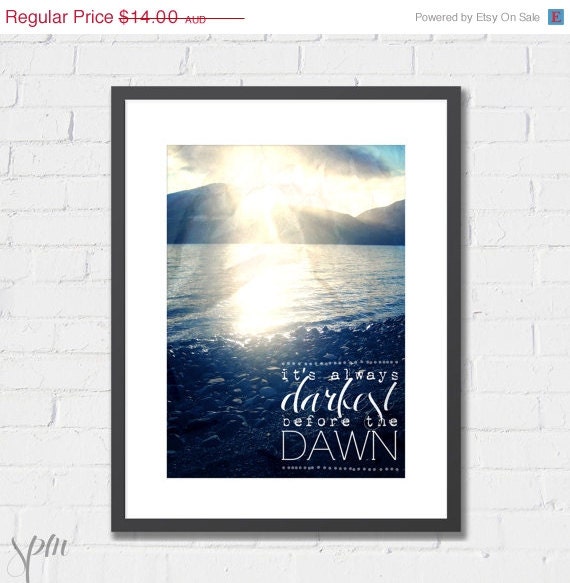 Art Photography Print Darkest Before The Dawn Mountain and Water Scenary - A4 or 8x10