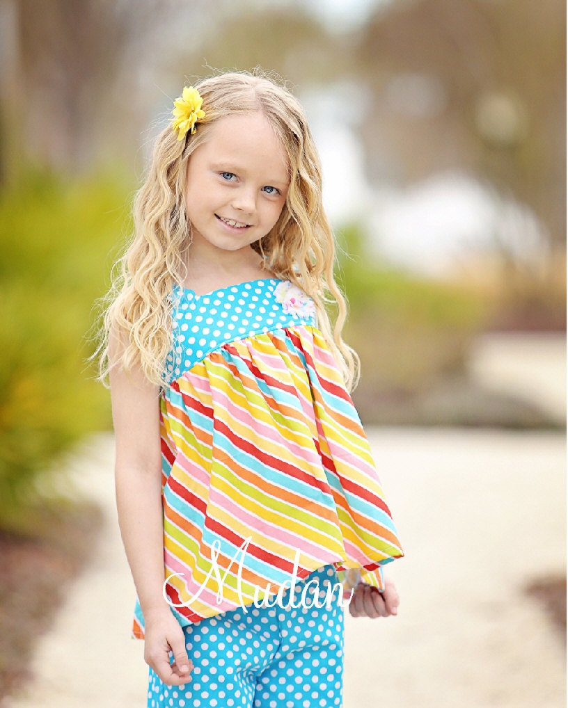 Mudan Over the Rainbow swing top children girl toddler open back sz 12m-8