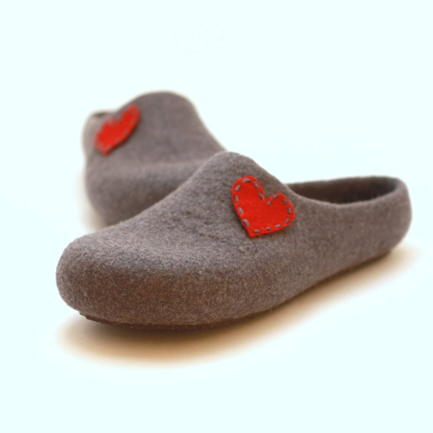 Women felted slippers with heart - Mothers day gift  - made to order