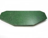 Vintage french jewelry box ,dark green box faux snake skin