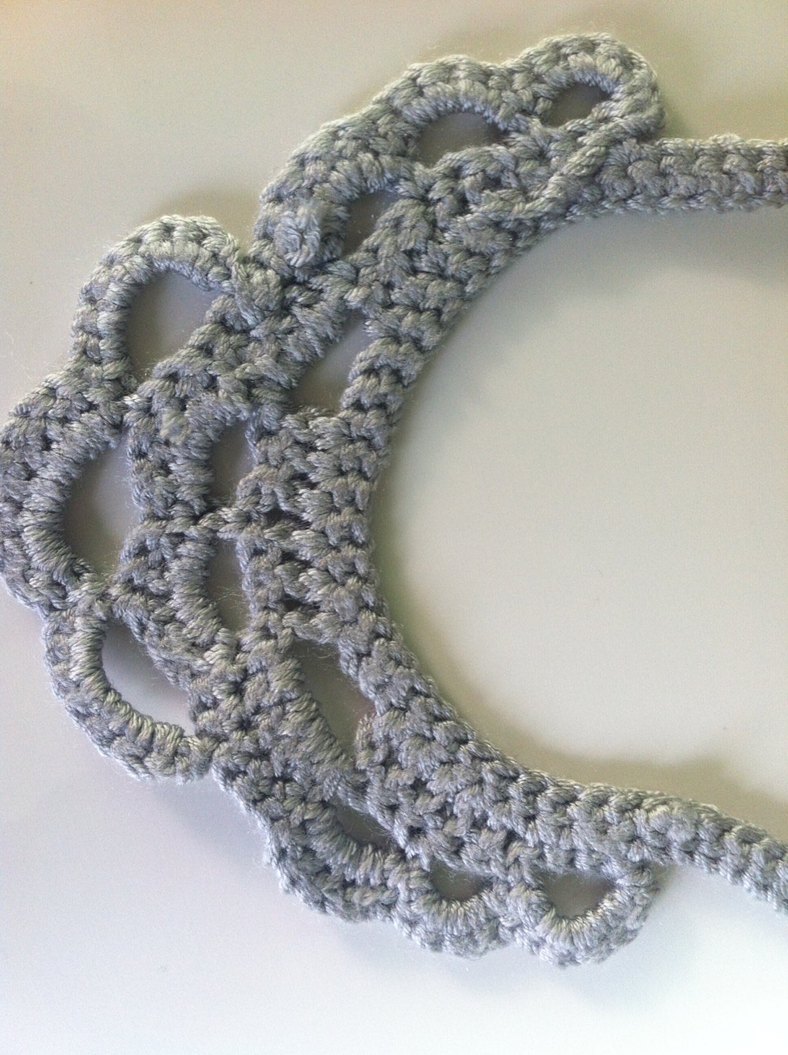 Woman Knitted Necklace made of Pastel Gray Cotton Yarn Unique OOAK Handmade Jewelry Perfect Gift 1 in stock Fashion Extraordinary Accessory
