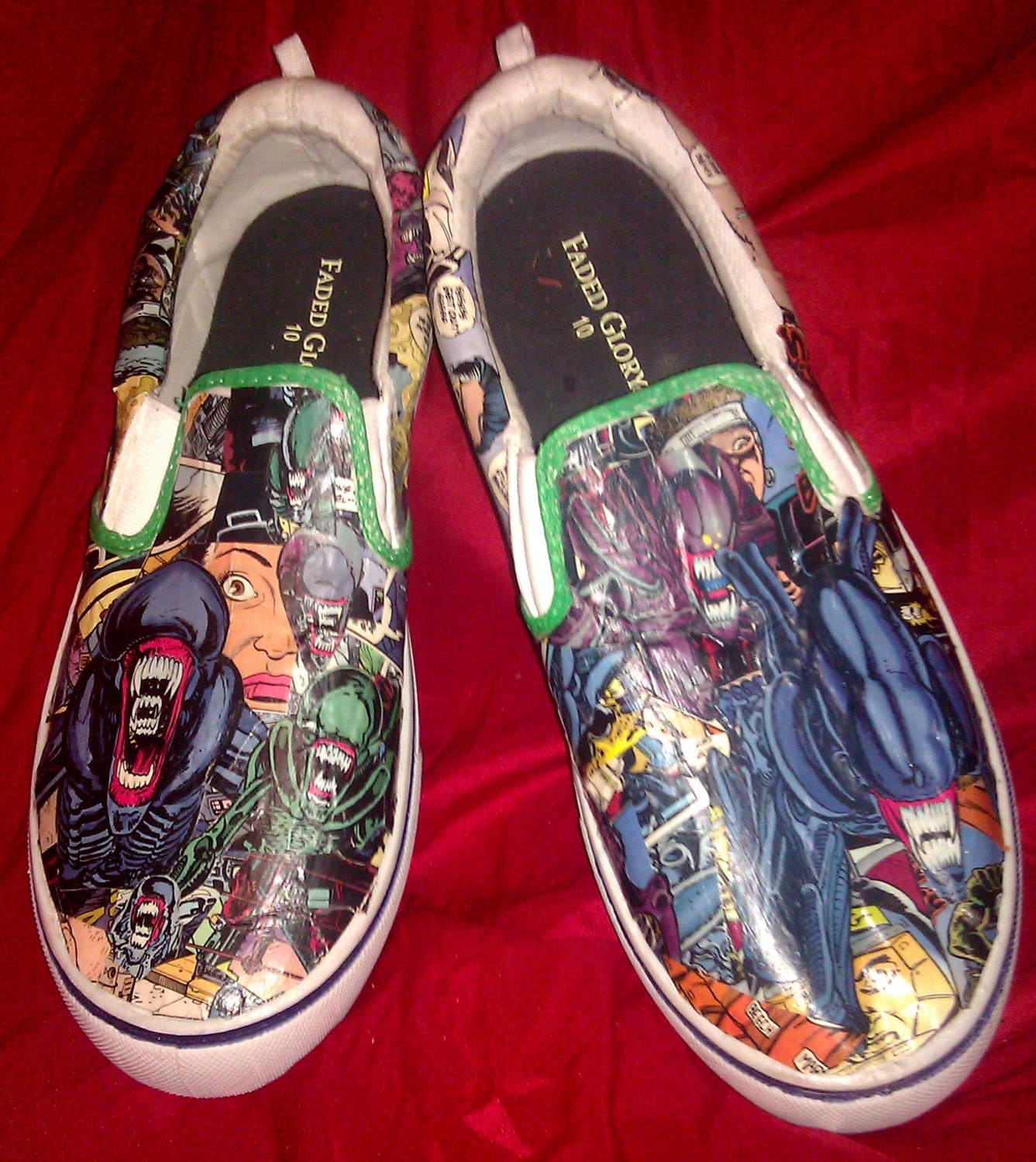 Comic book decoupage shoes, taking custom orders