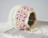 Newborn Bonnet: Newborn Photo Prop - Vintage Inspired Crochet Hat, Pixie Hat, Boy & Girl Photography Props