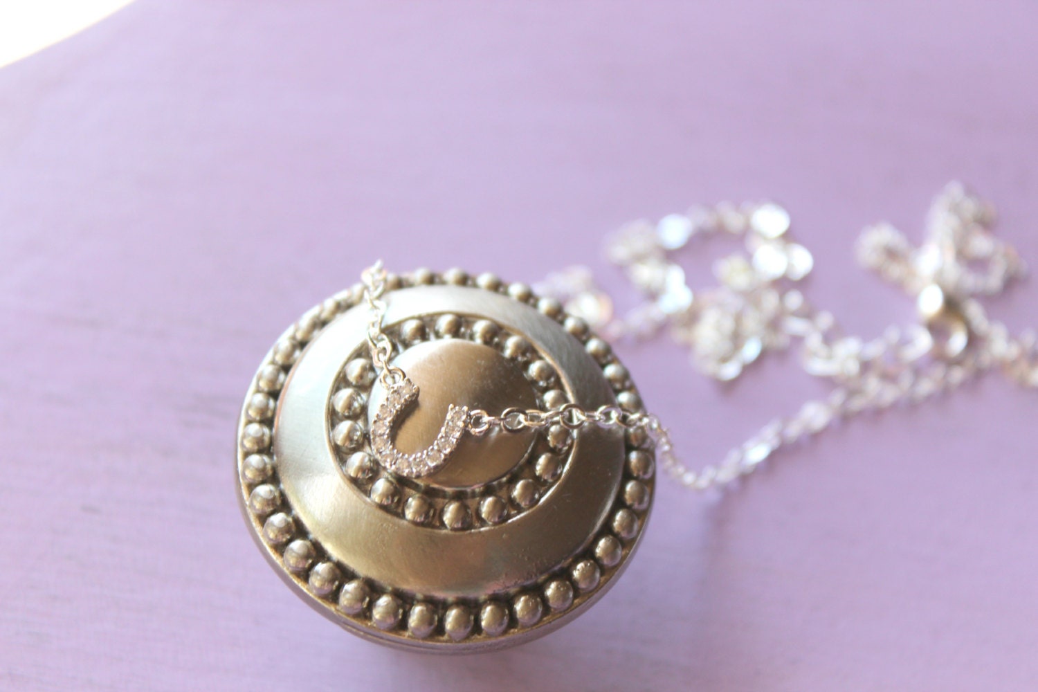 Tiny crystal horse shoe necklace