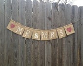 Mr & Mrs Brown Burlap Banner for home decor, weddings, bridal showers, engagement photos and more