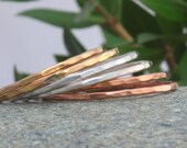 6 Set of Sterling Silver , 14k Gold fill and Rose Gold Fill Stack Ring.Hammered Stack Ring.Skinny Bands.Thin Single Ring.